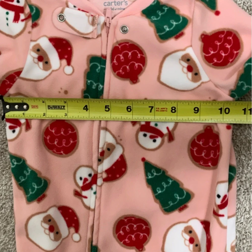 Carters Christmas Santa Fleece Sleeper Pajamas - 12m - NEW